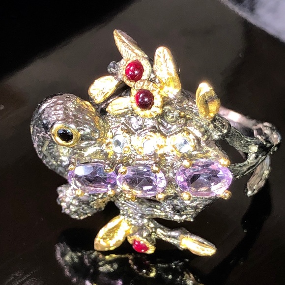 Incredible Sterling Silver Ring with Gems